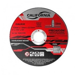 Disco De Corte 5" X 1/16"X 7/8" Acero Inoxidable California Machinery CALD30