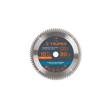 Disco Sierra Para Madera 10" 80 Dientes Centro 1" Truper 18309