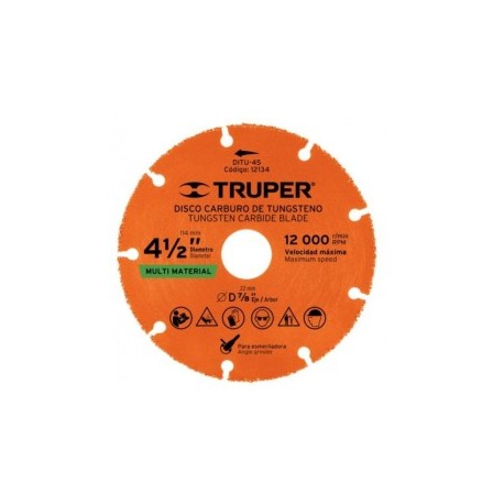 Disco De Carburo De Tungsteno 4-1/2" Truper 12134