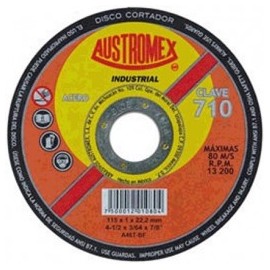Disco Abrasivo Para Corte Metal 4 1/2" X 3/64" X 7/8" Austromex 710