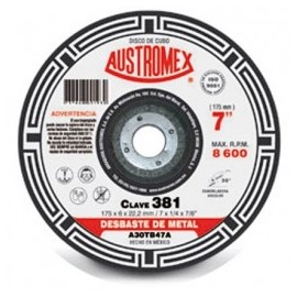 Disco Para Desbaste Metal 7" X 1/4 X 7/8 Austromex 381