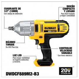 Llave De Impacto 1/2" 20 Volts Max Dewalt DWDCF889M2-B3