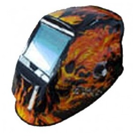 Careta Electronica Autosombra Calavera Rojo Negro Vidrio Largo California Machinery CALSN004